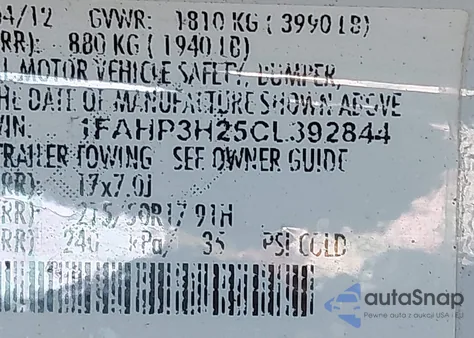 2012 Ford Focus Sel from USA, damaged, VIN 1FAHP3H25CL392844